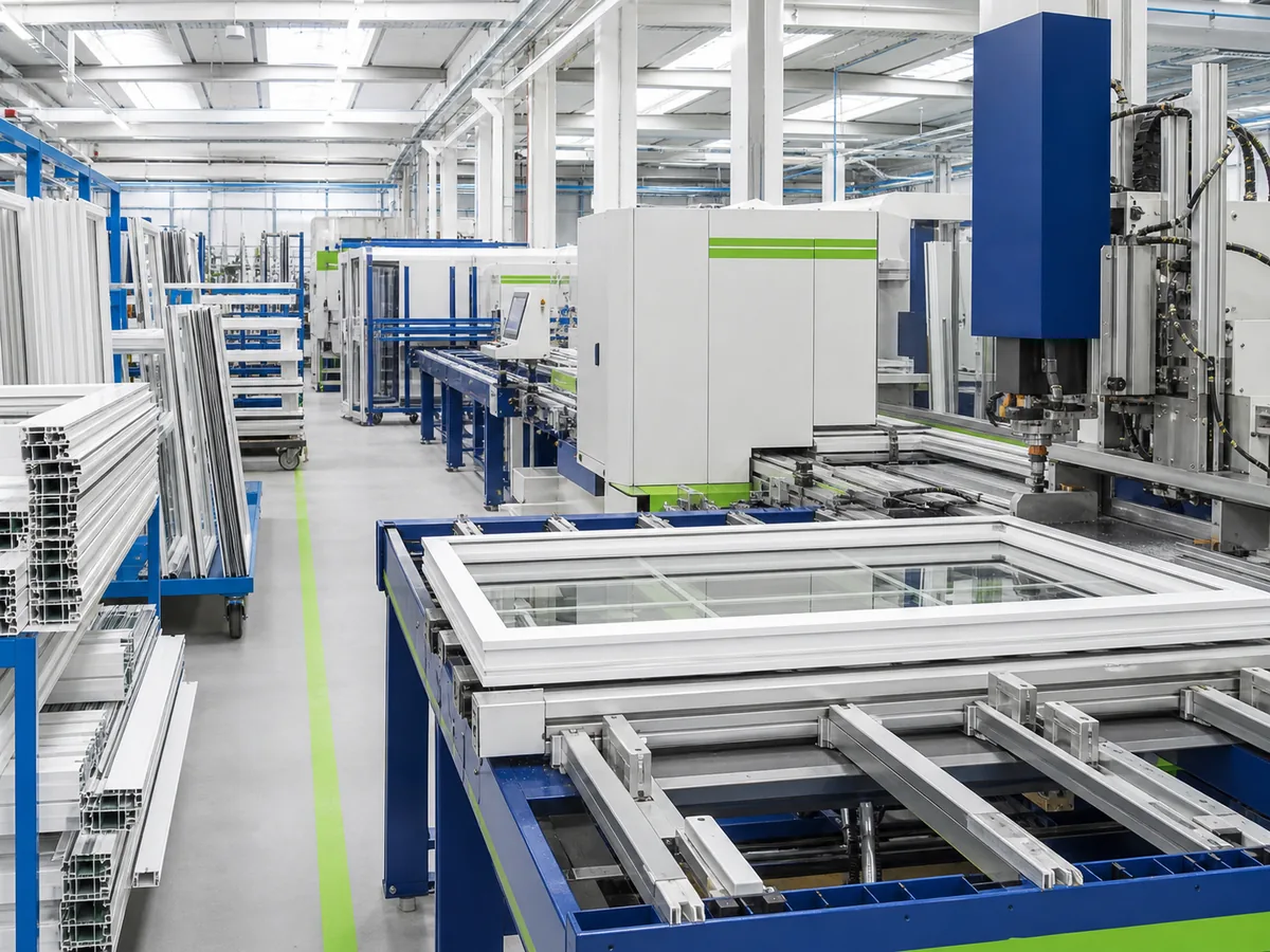 Línea de fabricación de ventanas PVC en fábrica italiana